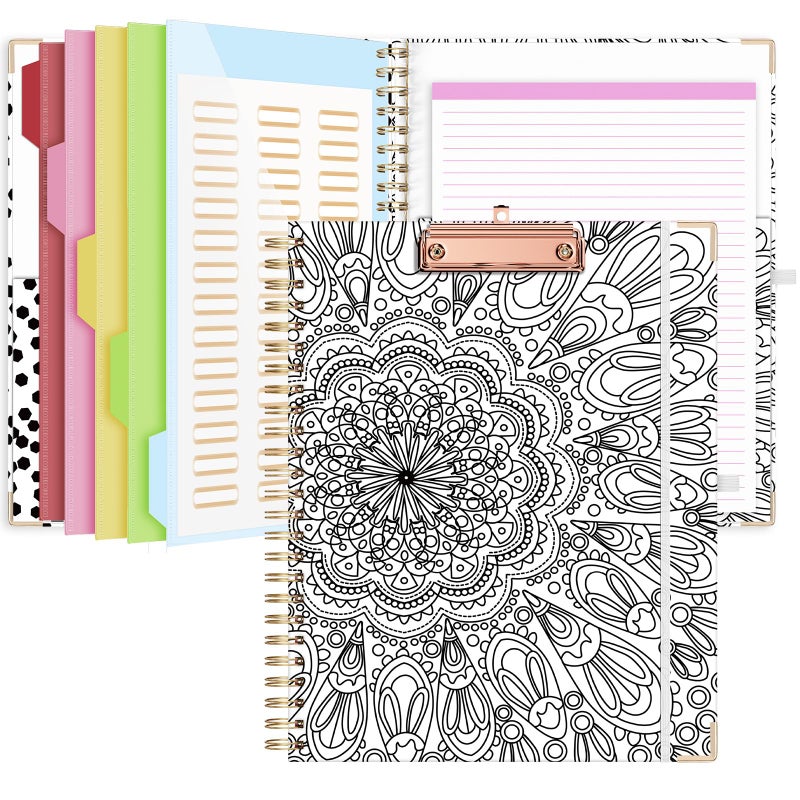 EYROZILL Clipboard with Storage  Clipboards for Letter Size  Clip Board with 5 Folders and 10 Pockets  Spiral Cute Clipboard for Office School Nursing  8.5'' x 11'' (Mandala  Letter Size) - Image 1